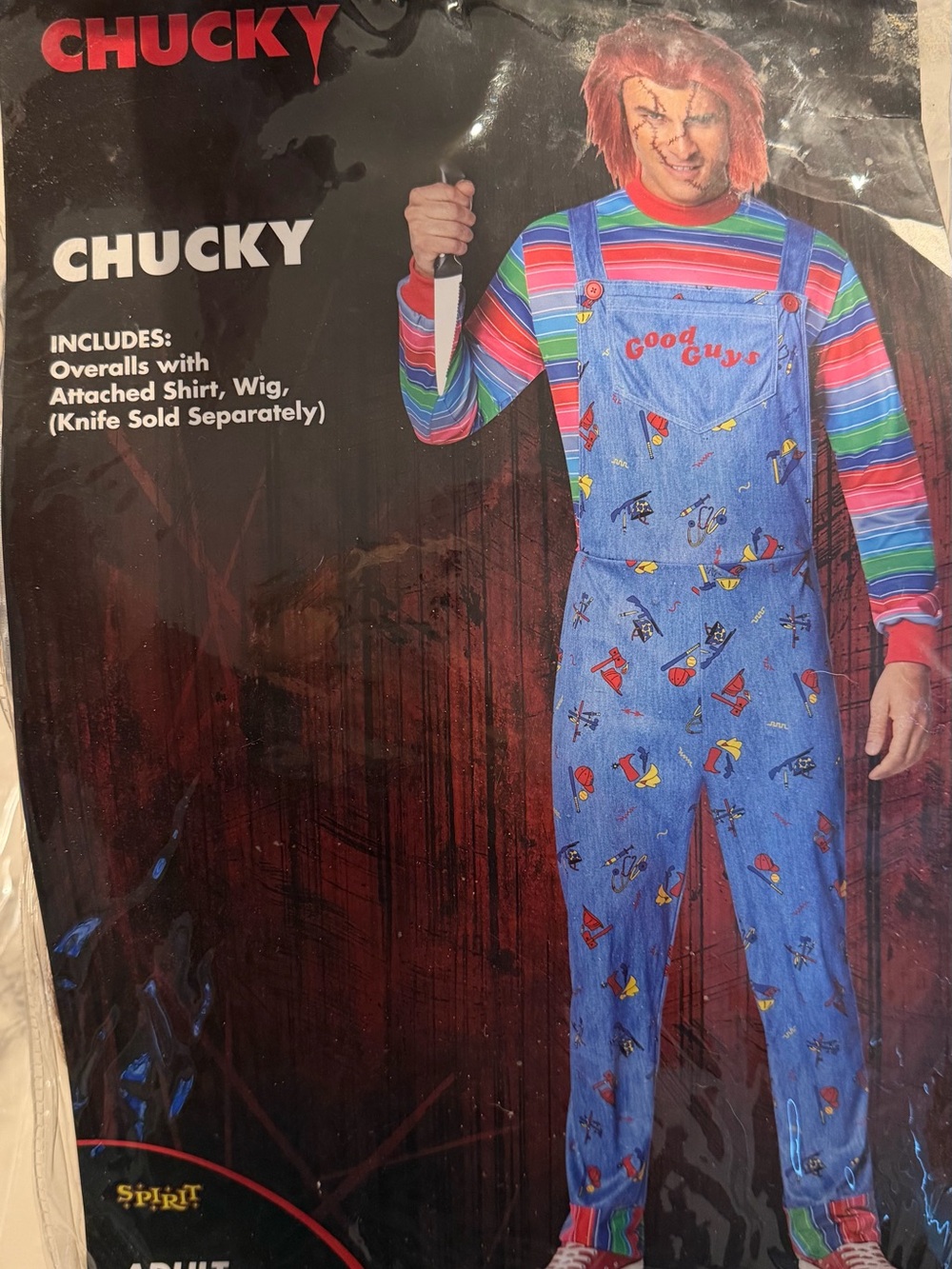 Men Costume - Blue Overalls with Striped Shirt ()